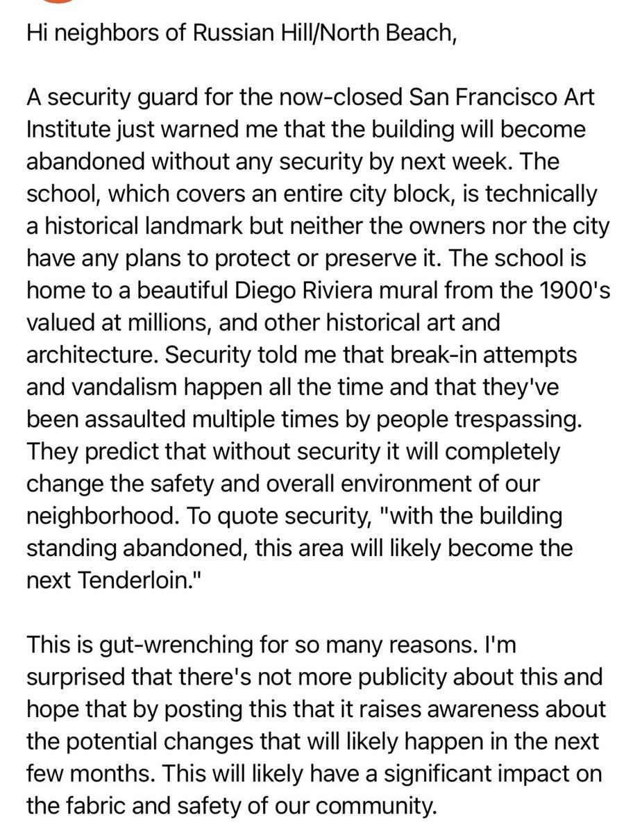 “The school is technically a historical landmark but neither the owners nor the city have any plans to protect or preserve it. The school is home to a beautiful Diego Riviera mural from the 1900's valued at millions, and other historical art and architecture.”