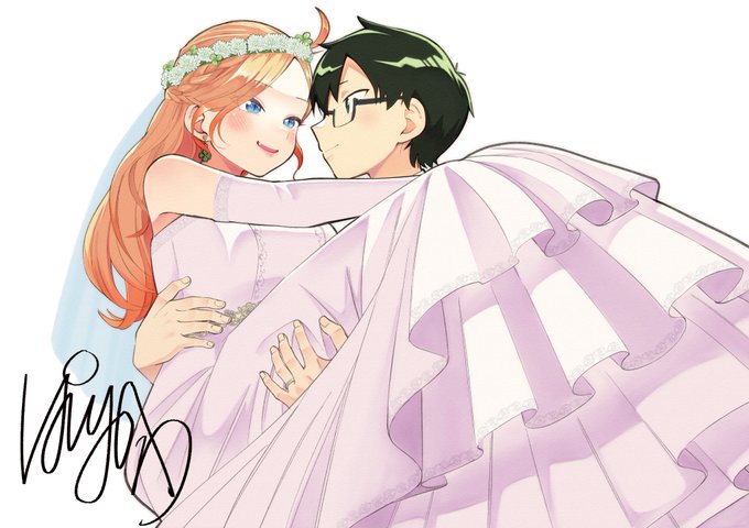 先月のになりますが skeb依頼ありがとうございました! 堂島くんは動じないの姫若のウエディングドレス姿です。連載終了した作品をこうやって覚えてもらっていることは、自分にとって本当に嬉しいことなので、感謝しかないです。