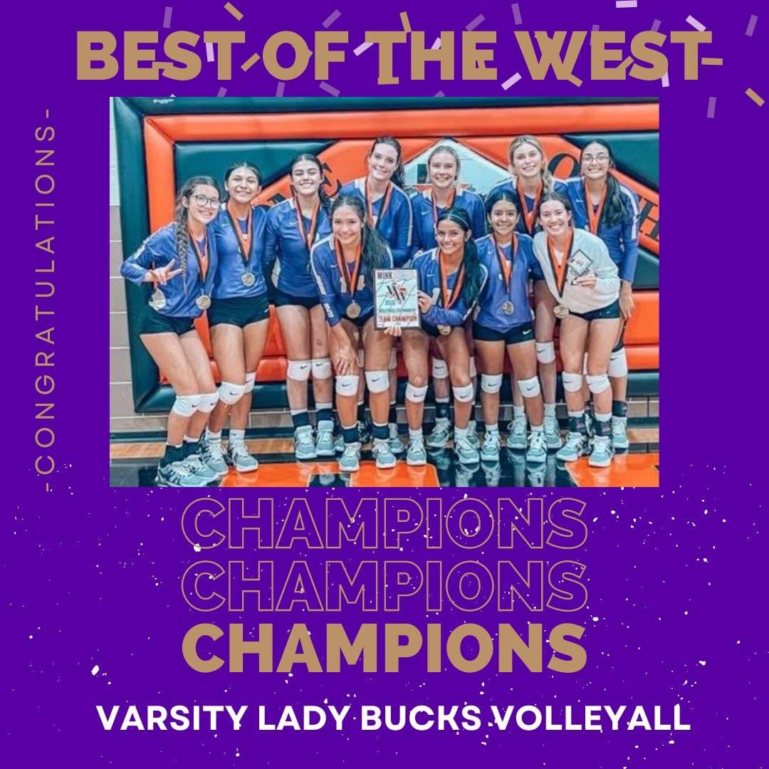 Congratulations to the Alpine Lady Bucks Varsity Volleyball team & Coach Adrian Smith on winning The Best of the West Tournament in Wink, TX!

#LadyBucks 
#Champs