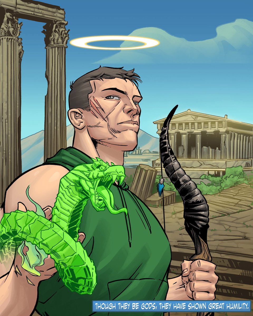 From the heights of Mount Olympus, <a href="/HV_Origins/">Mark McKenna's Heroes & Villains (NFT, P2E)</a> #71 stands tall. Bow in hand, his arrows fly true, guided by the whispering coil of his Draco spectral. When legends rise, not all heroes wear capes - some simply let their snakes lead the way.
#hero #villain #nft #p2e #staking #sol