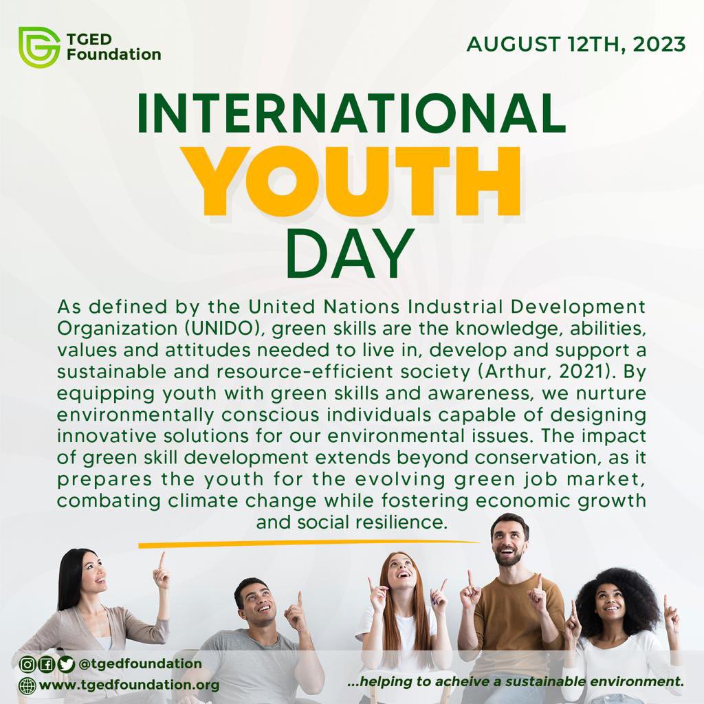 Happy #YouthDay 

#internationalyouthday #YouthDay2023 #greenskills #nationalyouthday  #education  #motivation #happyyouthday  #youthgoals #youthpower  #youthempowerment #environment #sustainability #ecofriendly #savetheplanet #sustainableliving #ClimateAction