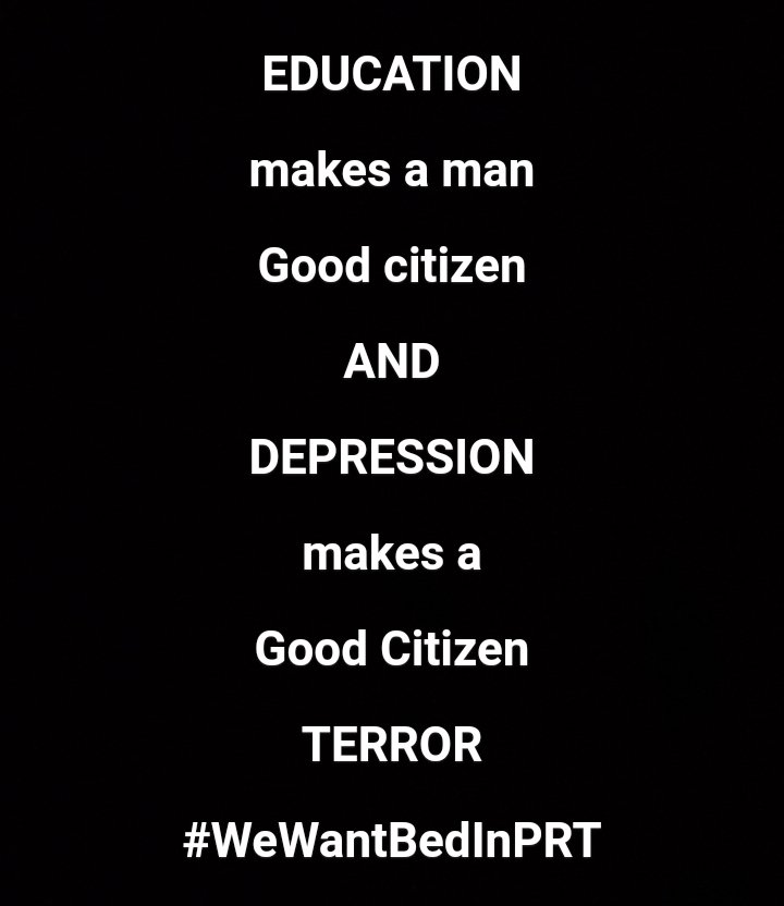 SarnenduDas2's tweet photo. #WeNeedOrdinanceForBED
#WeWantBEDInPRT 

Education makes a man loyal citizen and depression makes a good citizen Terror

@PMOIndia 
@HMOIndia 
@EduMinOfIndia 
@nct https://t.co/jHBIrBTkTB