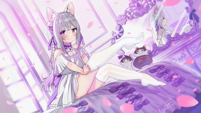 またまた ぬこちゃん()さんからのご依頼でVtuberの猫〆しあ()さんを描かせていただきました今回はちょっぴり高貴な雰囲気になりました!気になった方はアカウントのフォローやチャンネル登録などもよろしくお願いいたします  #猫〆しあーと