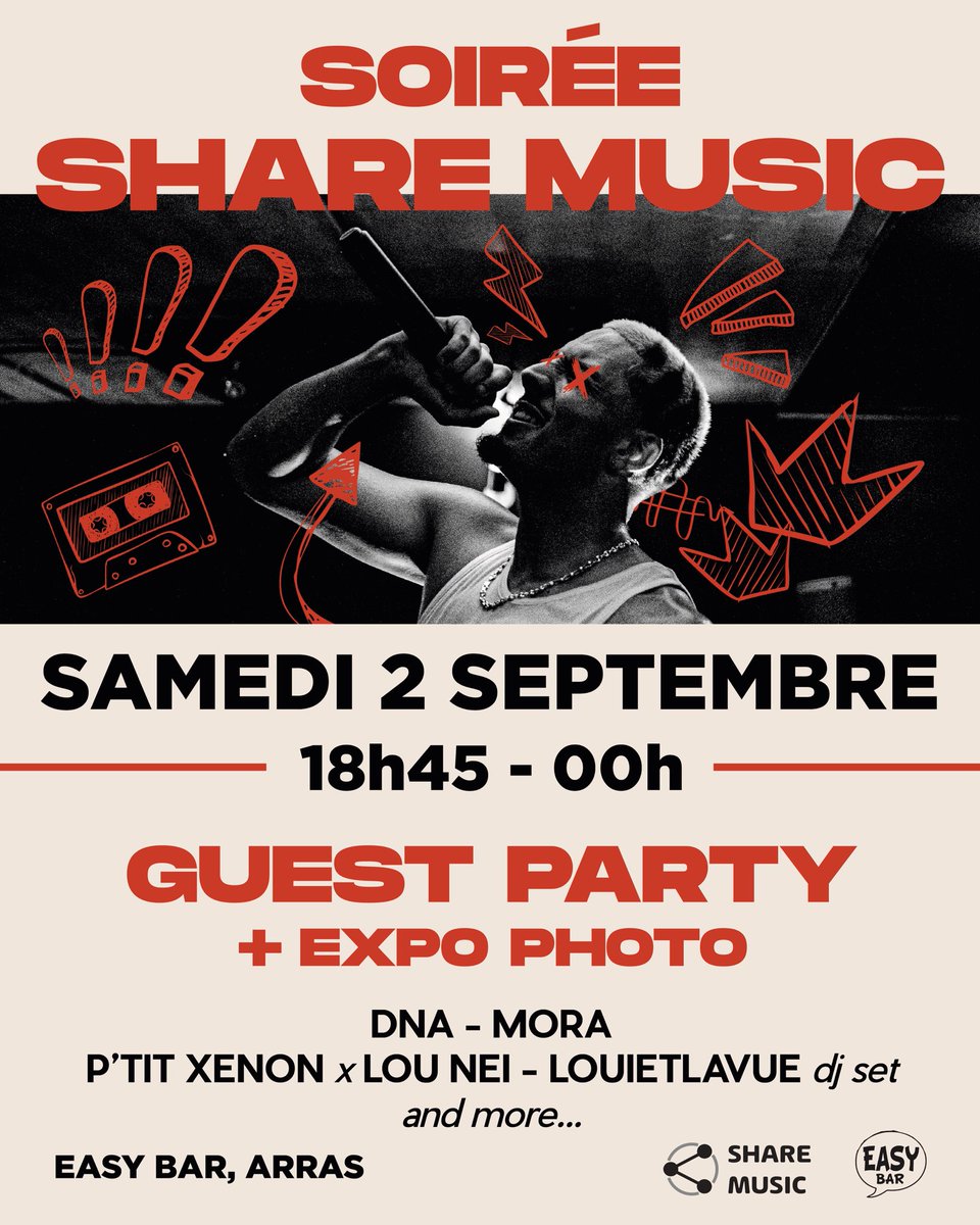 ethanpdrx's tweet image. 💥 LA PREMIÈRE SOIRÉE SHARE MUSIC 💥

ça y est, on organise ENFIN notre première soirée à arras, ça fait trop plaisir 🥹

on organise ça en famille et on fait tout pour en faire une superbe soirée 🫶🏻

📆 2 SEPTEMBRE À ARRAS À L’EASY BAR
🕤 18H45 - 00h 

plus d’infos ⬇️⬇️