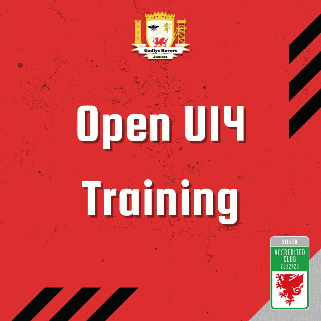 The U14s are holding open training tomorrow for new players in Year 9 in September at the Ynys 3G 7-8 who want to join a team. All abilities welcome.

For more information contact Gavin - 07496 461859