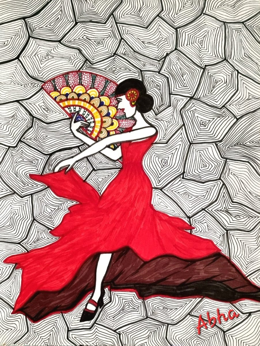 My #sketch 😊🙏 #Flamenco Dancer..💃🏻 #Art #paint #Sketches #mandala