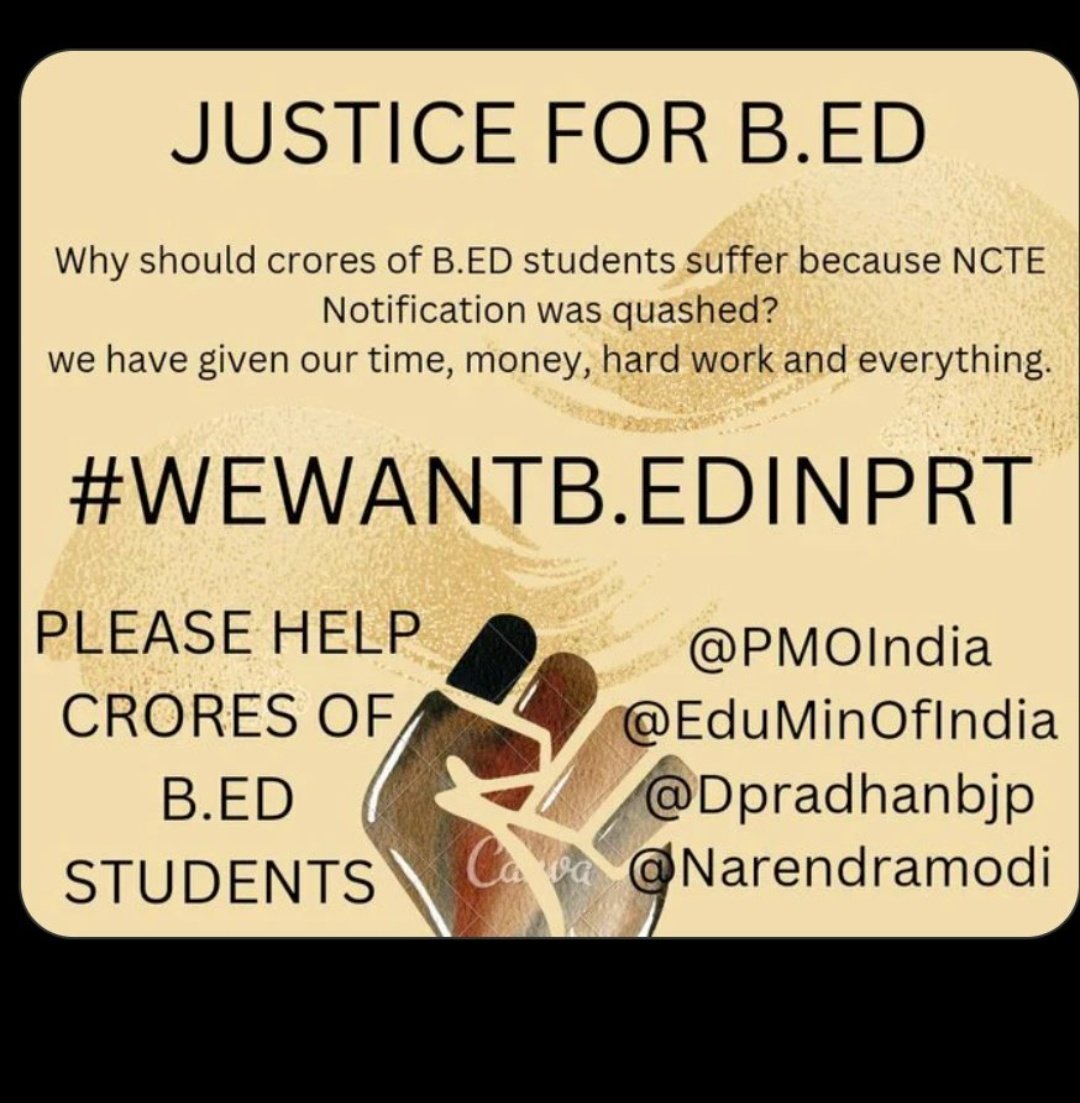 109sunilS's tweet photo. Our dreams have been shattered. 
Our hard work and its results are now worthless.Someone's instructions, someone's decision, why should we be punished!Why should crores of BEd student's future be destroyed
#WeNeedOrdinanceForBED @EduMinOfIndia  @dpradhanbjp 
@ncert @ncteDelhi https://t.co/82gFDT4aFQ