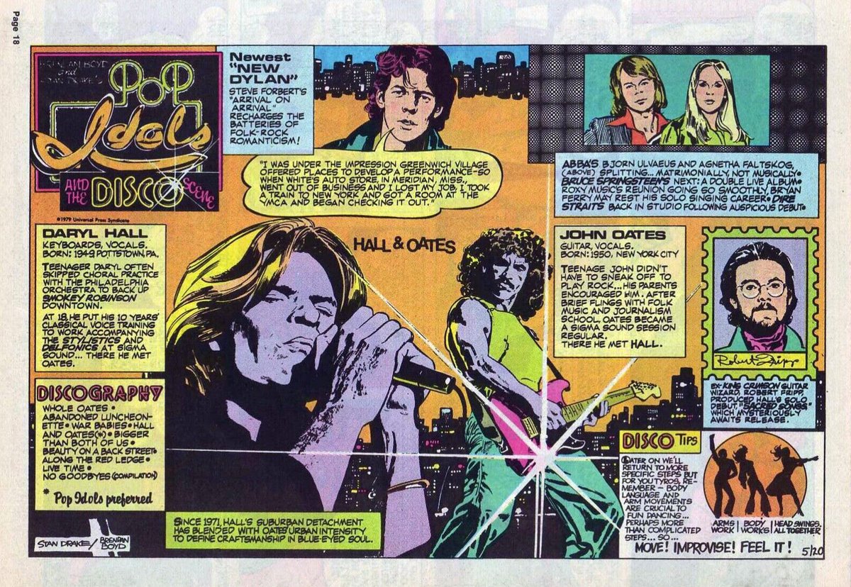 Hall &amp; Oates 'Pop Idols and the Disco Scene' article/piece from the Los Angeles Times, 1979 (cartoonist Stan Drake)