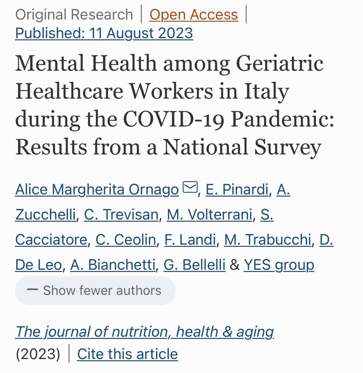 stecacMD's tweet photo. Looking for your ideal beach reading? “Mental Health among #Geriatric Healthcare Workers in Italy during the #COVID19 Pandemic: Results from a National Survey” is now published on @JNHA6 https://t.co/E5hlvwVrOQ @AliceOrnago @ElenaPinardi @Albe_Zucc @Cate_Trevisan @ceolin_chiara @Angelo_1958 @GiusepeBellelli @GeriSocITA @AIP_Italia