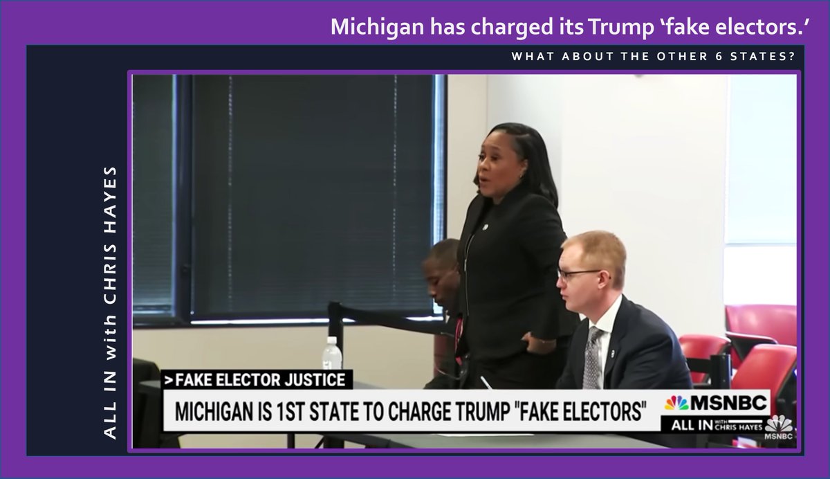 THEIALX's tweet image. Chris Hayes: "If the fake electors scheme is criminal in Michigan, possibly criminal in #Georgia, it seems to me it would stand to reason that it’s likely criminal in the other 5 states where #Republicans filed those #falsedocuments.”

youtu.be/9eYC6ORME0w