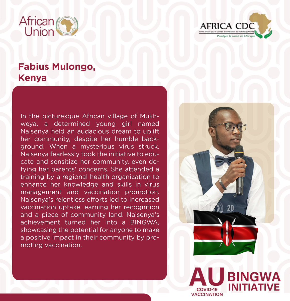 The role of @AUBingwa in accelerating strides made in public health cannot be ignored, especially with #youth as key drivers of the same. 

Thank you @AfricaCDC for including young people in the promotion of the #NewPublicHealthOrder in #Africa. 

@laktarr001