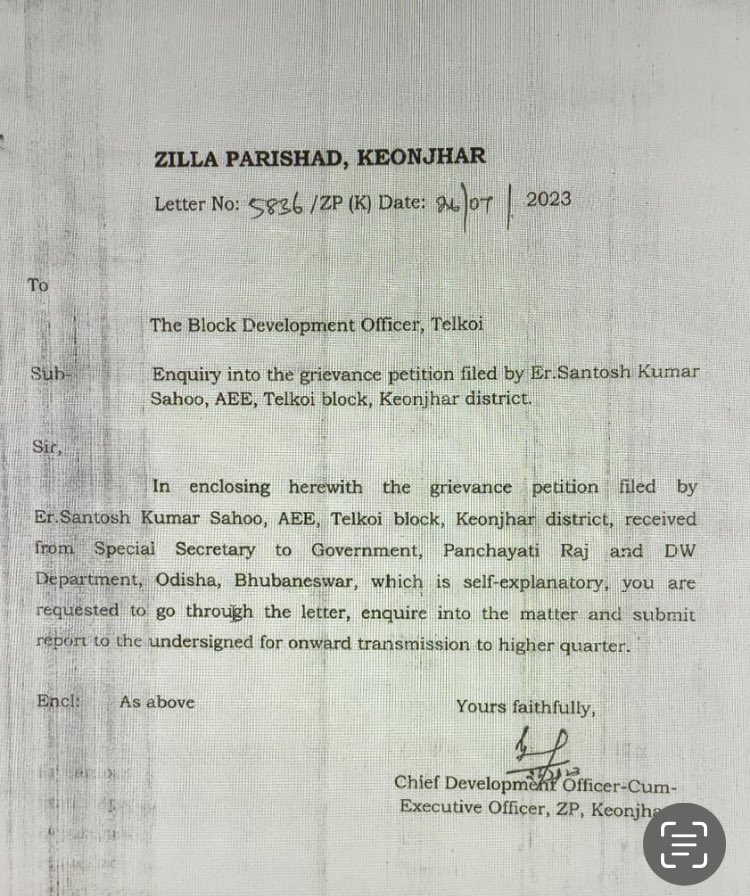 s31567132's tweet photo. @OdishaMgnregs Dear #Splsecy sir please clarify why your letter for inquiry pertaining to massive corruption of #TelkoiBlock through Ombudsperson ignored by @DistAdmKeonjhar. Is  #DPC perturbed and could not collect courage towards such inquiry which shall elicit the truth. @PRDeptOdisha see pl https://t.co/00bTzTBBle