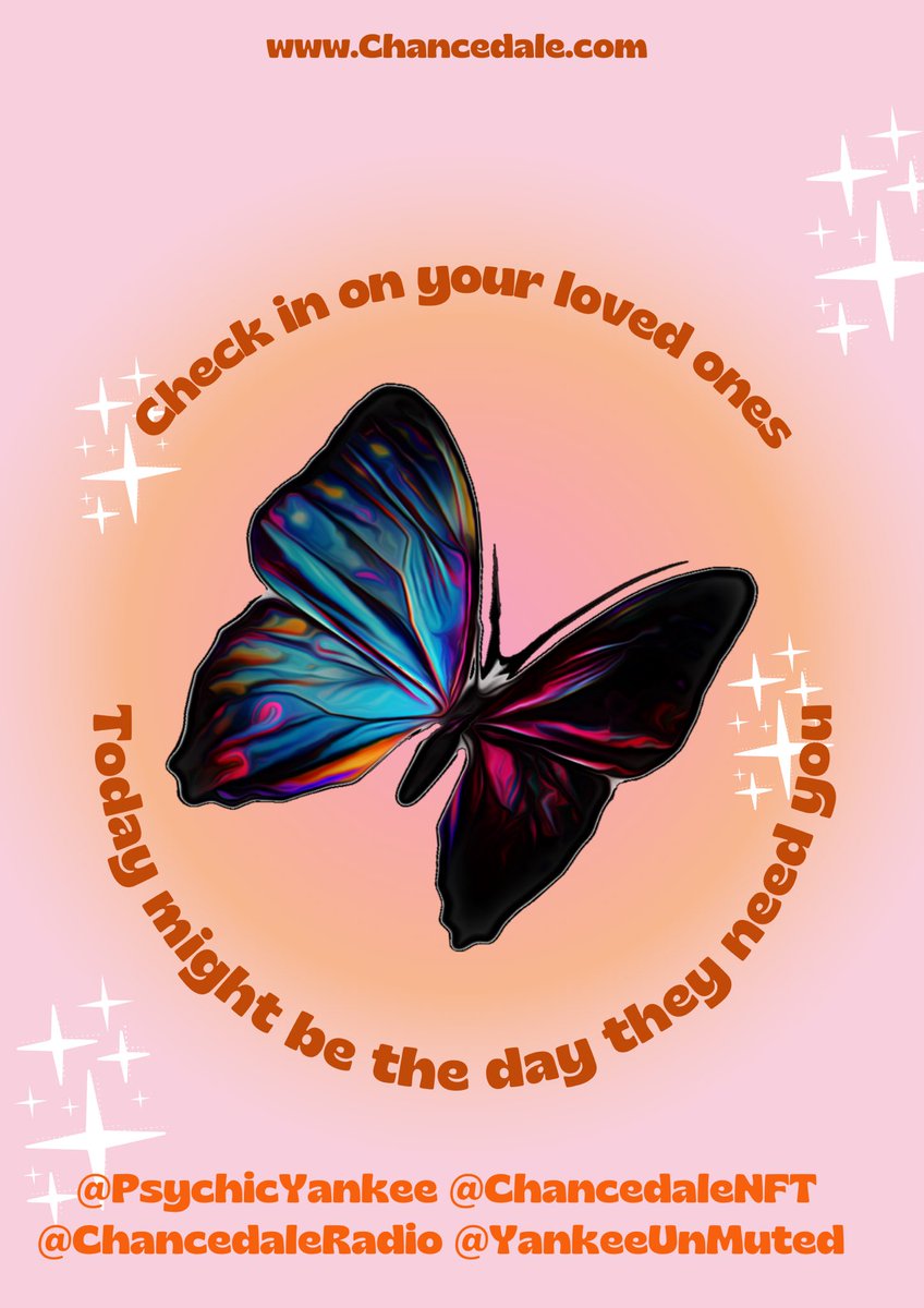 If you know that someone you care about is going through something. You should make a point to check on them often. You never know when checking on them is the moment they might need you most. 🫶 <a href="/PsychicYankee/">🔮CryptoPsychic</a>  <a href="/ChancedaleNFT/">Chancedale</a> <a href="/Chance_Takers/">Chance Takers</a> <a href="/ChancedaleRadio/">Chancedale Airways</a>
