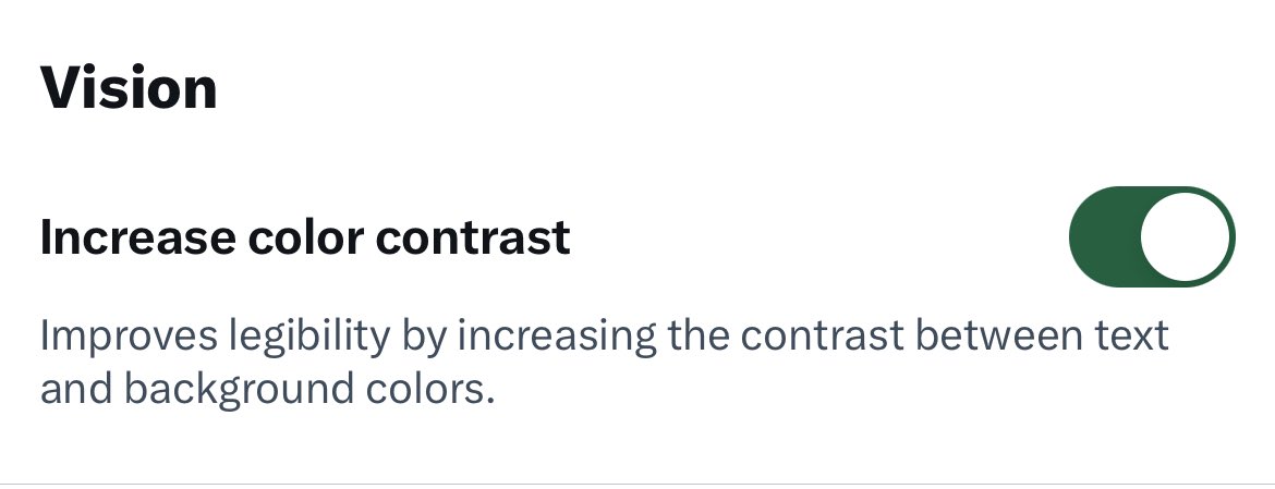 sidd_sharma01's tweet photo. A good feature - Anyone who would want to try and experience the difference.
X - Settings & Privacy - Accessibility, Display - Accessibility - Increase colour contrast.
Who ever may find it useful. 😊
#XSettings #ColourContrastSettings #PrivacyAndSettings #Underlined #BetterAndEaseOfDisplay #XFeatures