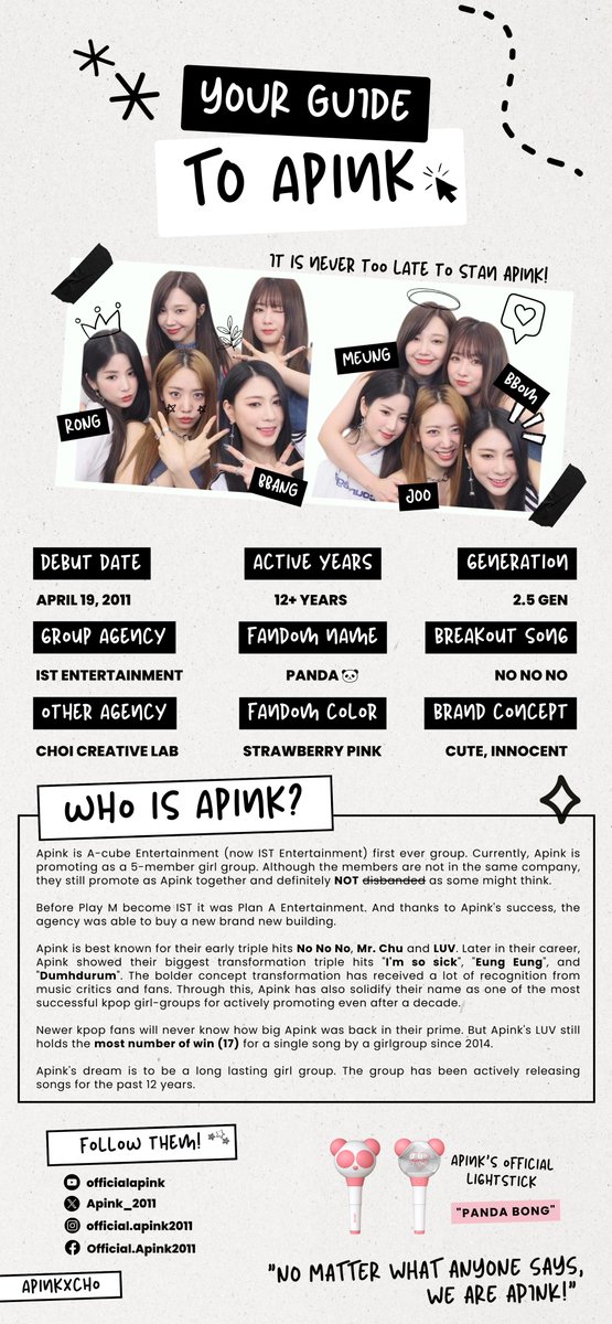 apinkxcho's tweet image. [#ApinkGuide] August 2023 Update 🐼🩷
IT IS NEVER TOO LATE TO STAN APINK✨

🔗tinyurl.com/knipa (pdf)

⚫️PROFILE ✨
⚪️DISCOGRAPHY ✨
⚫️SOLO ALBUMS / OSTS / DUETS ✨

#CHORONG #BOMI #EUNJI 
#NAMJOO #HAYOUNG #APINK