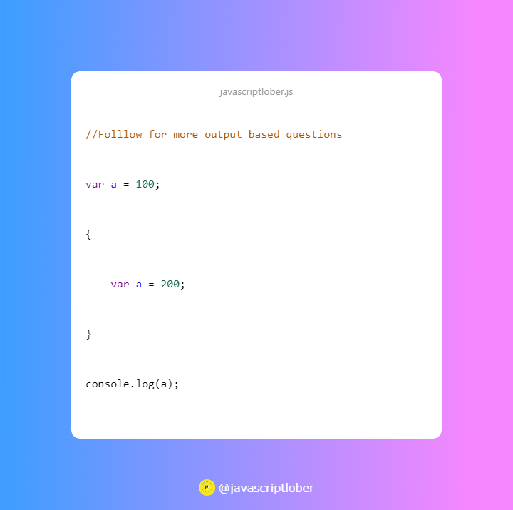 JavascriptLober's tweet image. Comment down your output ??

#javascript #100DaysOfCode