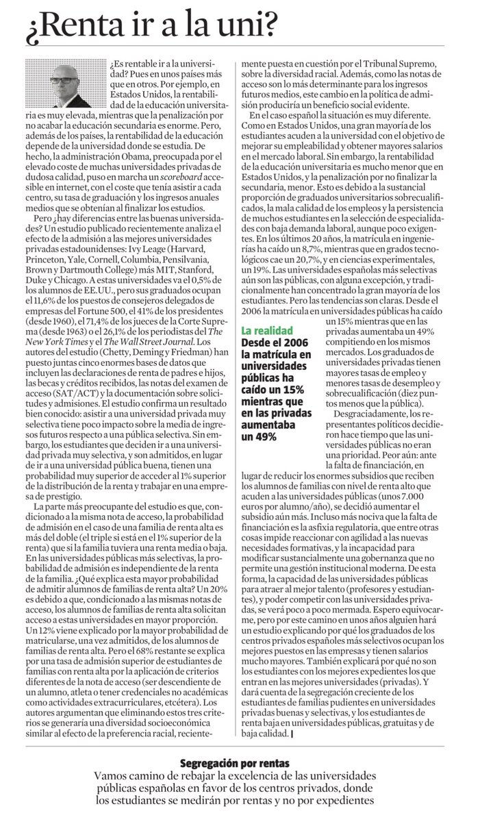 ¿Es rentable ir a la universidad?, por J. García-Montalvo
lavanguardia.com/economia/20230…