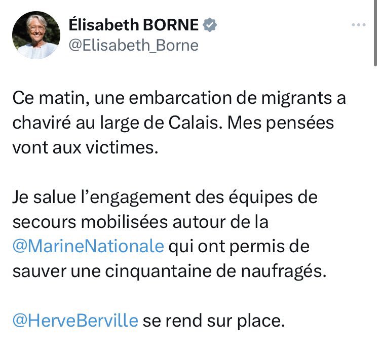 Aucun mot, aucune déclaration, aucune pensée pour notre compatriote de #Cherbourg qui a été violée et torturée par le barbare #Oumar. Aucun ministre pour venir à son chevet ou saluer l’équipe médicale. Ce deux poids deux mesures est écœurant <a href="/Elisabeth_Borne/">Élisabeth BORNE</a> !