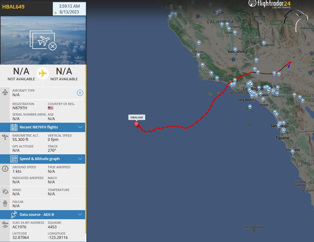 FlconEYES's tweet image. Mission: #HBAL649 #ProjectLoon
N879TH | AC1976
t.ly/GSw17 Departed from #Yermo

#PlaneAlert #AvGeek #ADSB 
#planespotting #OSINT #13Ago