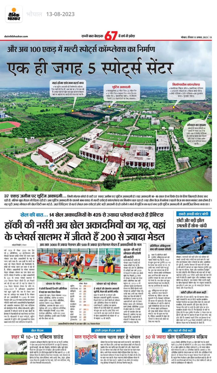 yashodhararaje's tweet photo. #भोपाल_खेल_सिटी देश का अद्वितीय हब बनकर उभर रहा है जहां हॉकी की नर्सरी और देश के प्रथम इनडोर घुड़सवारी एरिना सहित 5 स्पोर्ट्स सेंटर एक ही जगह स्थित हैं। युवाओं के प्रदेश मध्यप्रदेश को यह एक विकासवादी सरकार का अमूल्य तोहफ़ा है। 2/2
@Media_SAI 
@PMOIndia @ChouhanShivraj #MPSports https://t.co/FdZ31lT7CM