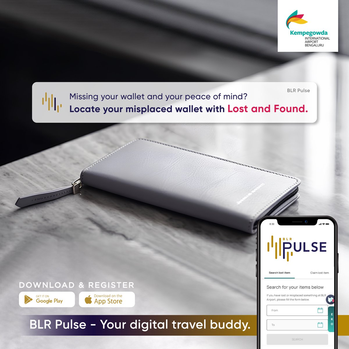 BLRAirport's tweet photo. Lost something important? We’ve got your back!
Lost and Found helps you reclaim your lost possessions with ease.
Download your personalised digital travel buddy from Google Play Store or App Store.
To know more click the link
https://t.co/SYmJ2uYMd3
#BLRAirport #BLRPulse #BLRAirportApp