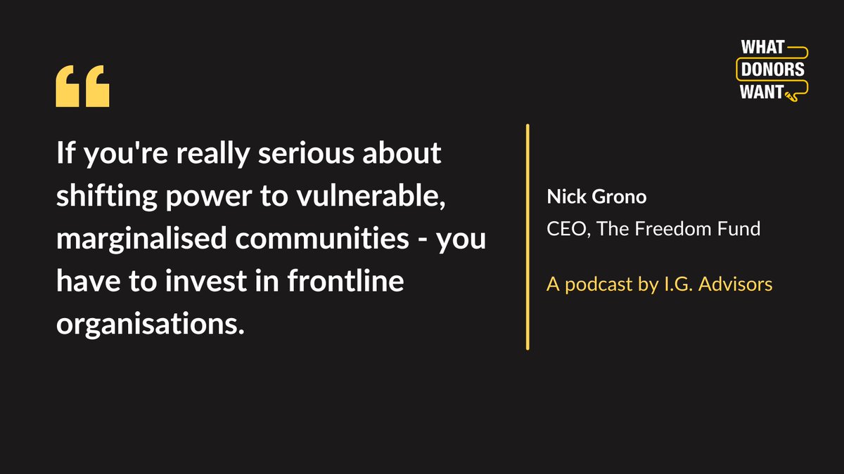 The Freedom Fund (@freedom_fund) on Twitter photo Check out the What Donors Want podcast by
<a href="/IG_Advisors/">I.G. Advisors</a>! <a href="/NickGrono/">Nick Grono</a> discusses the importance of funding frontline orgs, and why we've produced our new Funding Frontline Impact resource.
➡️ Listen here: spoti.fi/3QaKp1e #FundingFrontlineImpact Check out the What Donors Want podcast by
<a href="/IG_Advisors/">I.G. Advisors</a>! <a href="/NickGrono/">Nick Grono</a> discusses the importance of funding frontline orgs, and why we've produced our new Funding Frontline Impact resource.
➡️ Listen here: spoti.fi/3QaKp1e #FundingFrontlineImpact