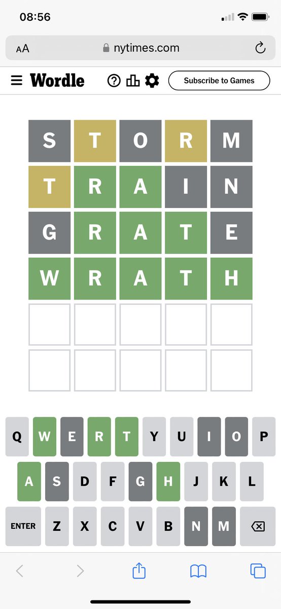 kinnylou's tweet photo. My boyfriend and I do wordle secretly every day and try to beat each other. What are the odds of this happening?! #wordle #dailywordle #dailywordleclub #onebrain https://t.co/5UVkorw7AI