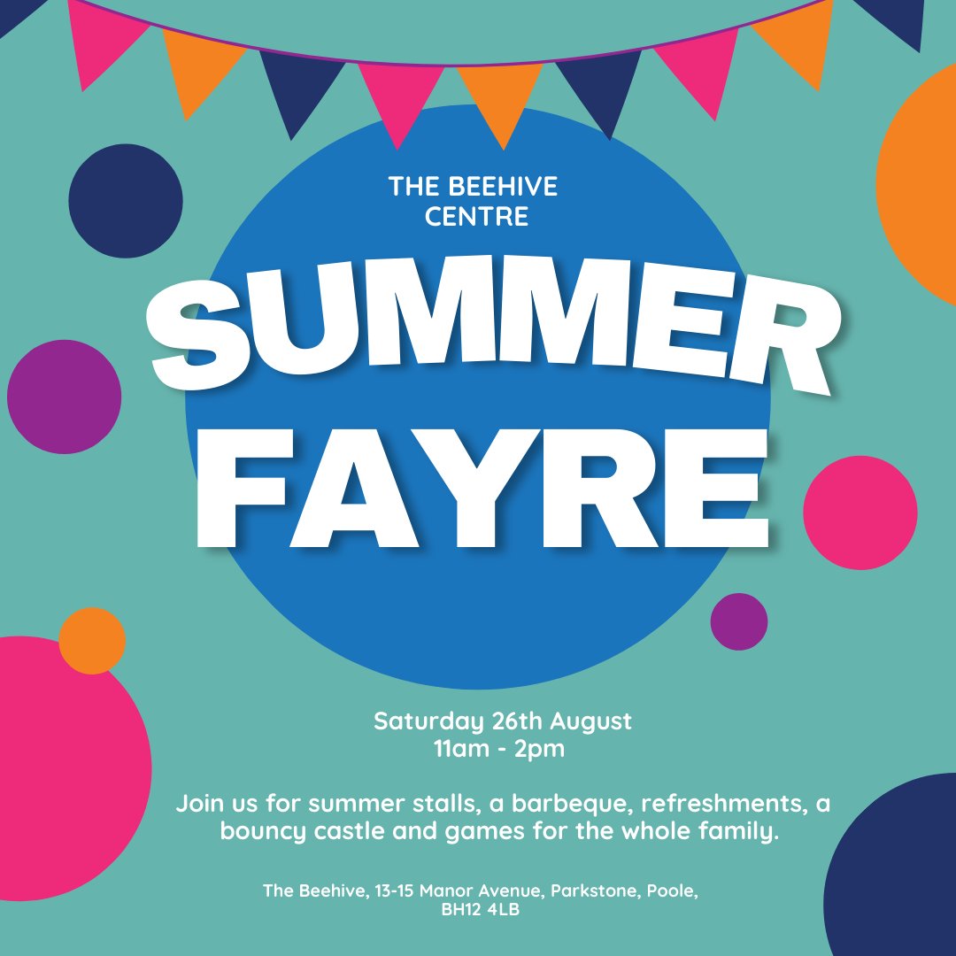 Join us at The Beehive for our annual Summer Fayre on Saturday 26th August from 11am-2pm. 

There'll be lots of keep everyone entertained including a variety of stalls, a barbeque, refreshments, games and a bouncy castle. 

See you there!