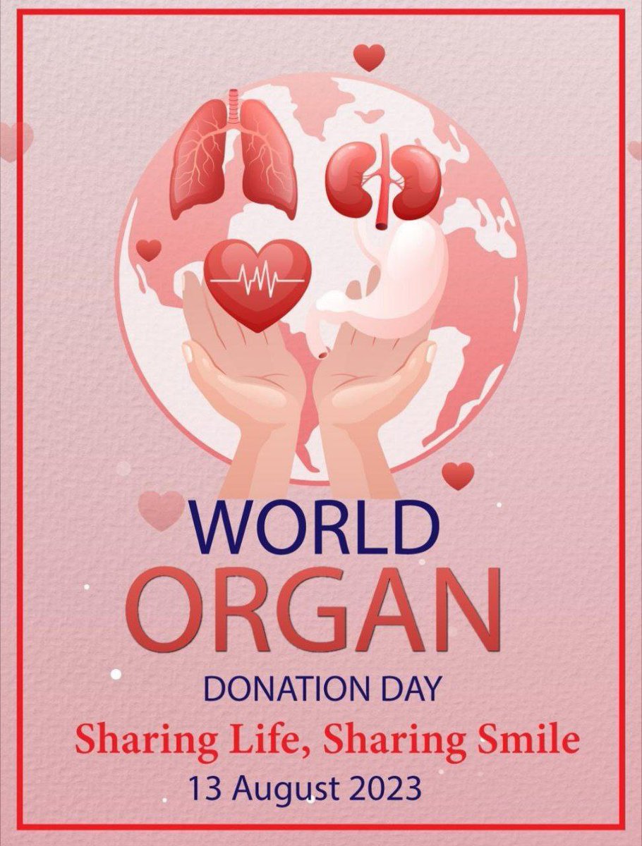 विश्व में #WorldOrganDonationDay पहली बार 13 अगस्त 2005 में मनाया गया।एक इंसान अंगदान कर न जानें कितने लोगो को जीवन दे सकते हैं डेरा सच्चा सौदा के अनुयायीयों ने पूज्य गुरु Saint MSG Insan की प्रेरणा से लाखों लोगों की जान बचाने के लिए अंगदान करने का संकल्प लिया हुए है।