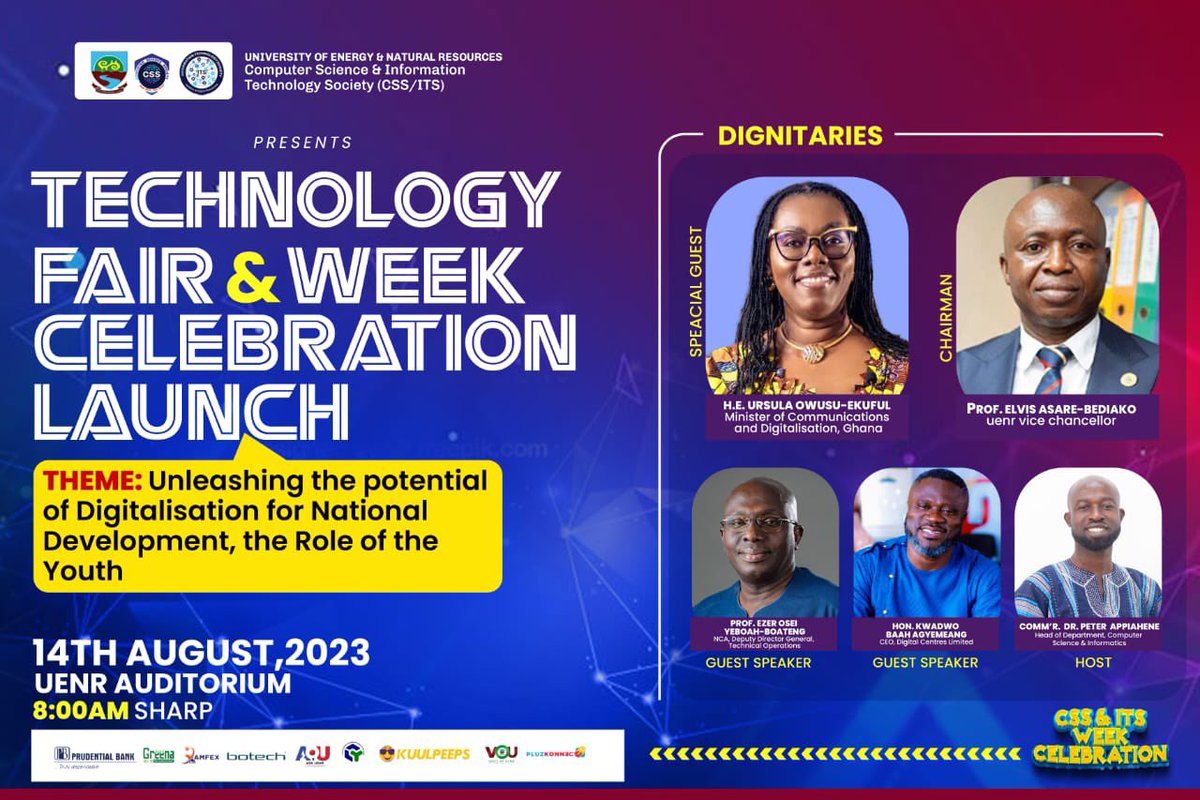 uenr_its's tweet photo. CSS &amp; ITS TECHNOLOGY FAIR &amp; WEEK CELEBRATION LAUNCH

🗓️ MONDAY 14th AUGUST,2023
⏰ 08:00 AM _SHARP
📍UENR AUDITORIUM

ITEM 13 MASSIVELY ASSURE https://t.co/blrGiVbo0Q