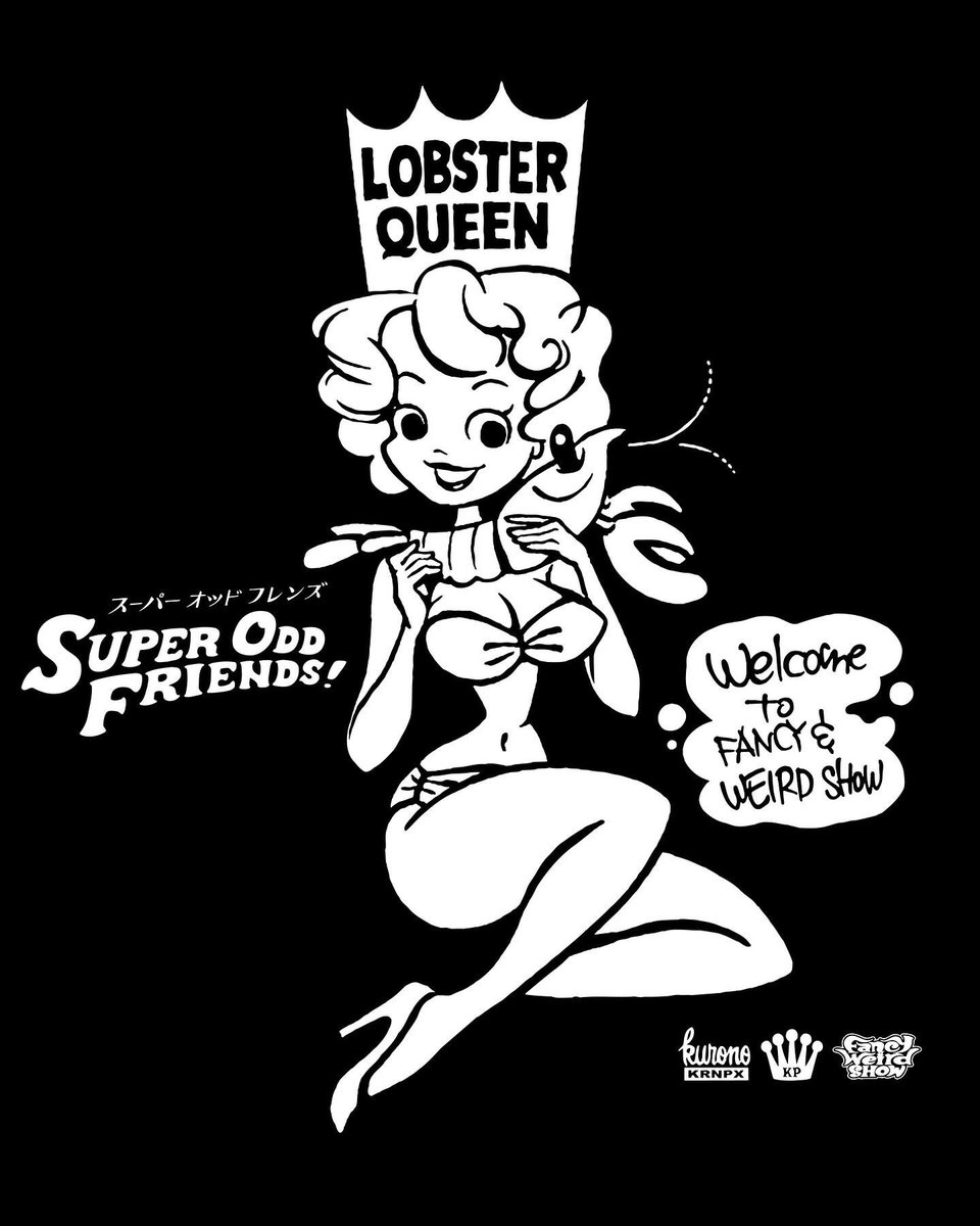 krnpx's tweet photo. “Jeanne the Lobster Queen” Tシャツ
50sのWeird でBizarre なミスコンとして有名なスナップを元ネタにしてます。ホットドッグではなくロブスターを手にしています。下記にて購入可能！よろしくお願いいたします🦞🦞

https://t.co/RxsaDGC1K4 https://t.co/KzBUDa6AIY