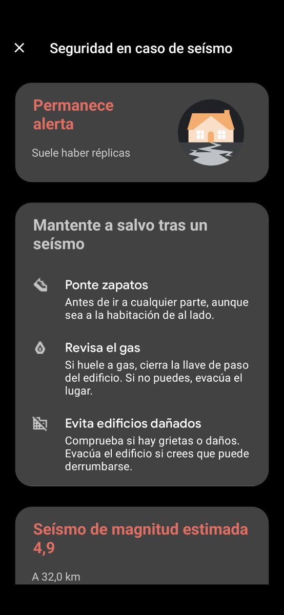 NoChuBrux's tweet photo. Pues mira, ya sé cómo son las alertas por terremotos en el móvil 🤷🏻‍♂️
Ha sonado 1 segundo antes de que se empezara a mover la cosa. https://t.co/9IEdXa78fL