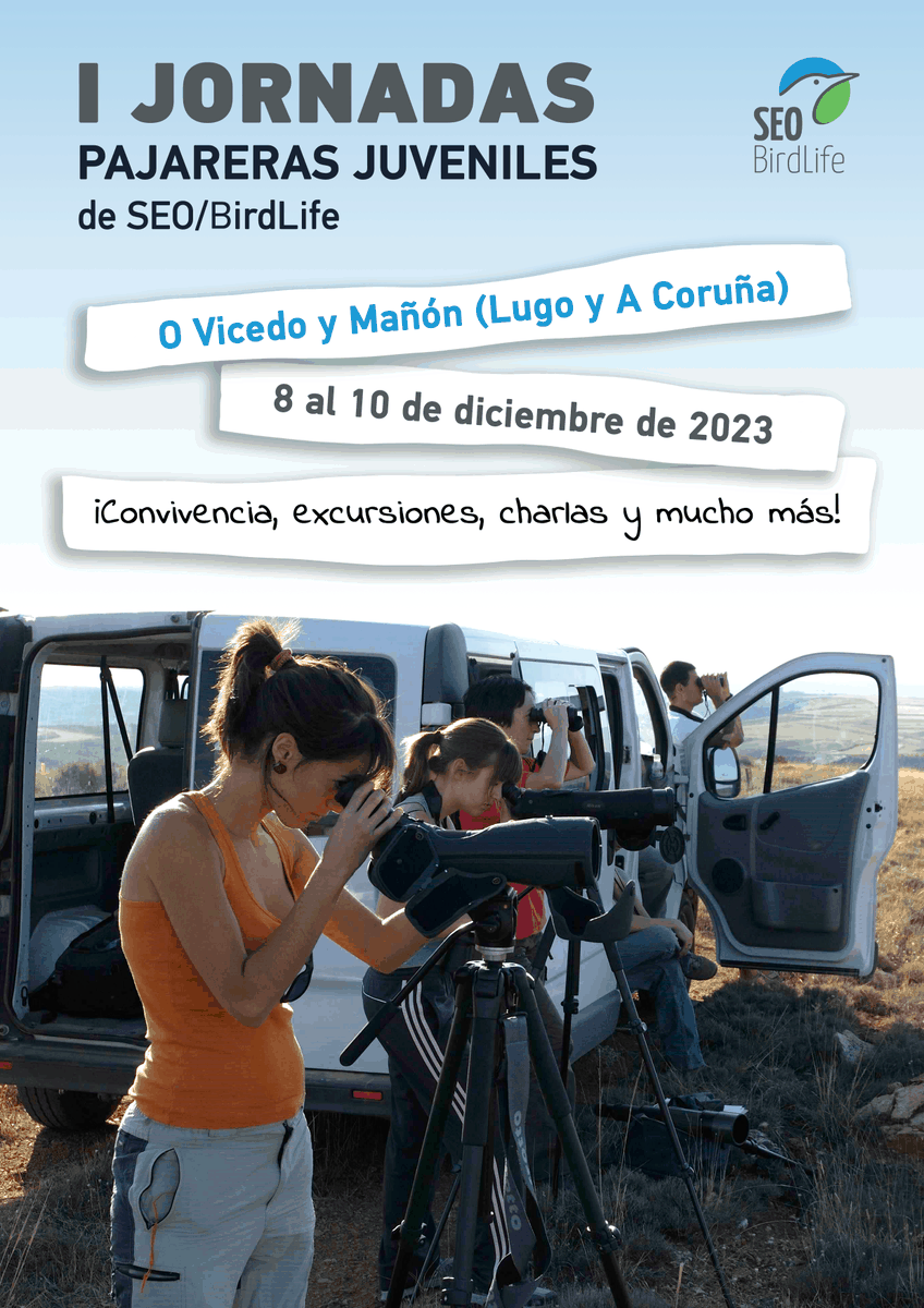 SEO_BirdLife's tweet photo. 📌GUARDA LA FECHA!
I Jornadas Pajareras Juveniles de @SEO_BirdLife
O Vicedo y Mañón (Lugo y A Coruña)
8 al 10 de diciembre de 2023
ℹ️ ¡Próximamente más info! https://t.co/AUo7ddRQza