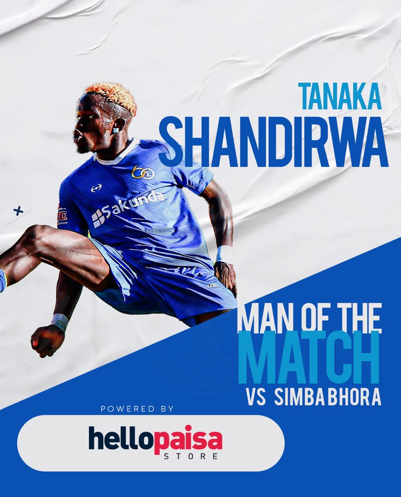 DynamosFC1963's tweet photo. Tanaka Shandirwa was voted yesterday’s Hellopaisa man of the match.
#GlamourBoys #DembareAt60 https://t.co/AHRmY5qgCj