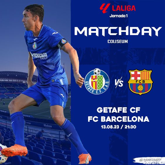 🔷Dɪ́ᴀ ᴅᴇ ᴘᴀʀᴛɪᴅᴏ🔷 Comenzamos temporada en casa y ante el Campeón!! Vamos @GetafeCF, a por ellos!!! 💪🏼🔵 🏆 @laliga J1 🆚 @FCBarcelona_es ⌚️ 21:30 🏟 Coliseum 📺 DAZN #GetafeBarça #LaLiga #Matchday