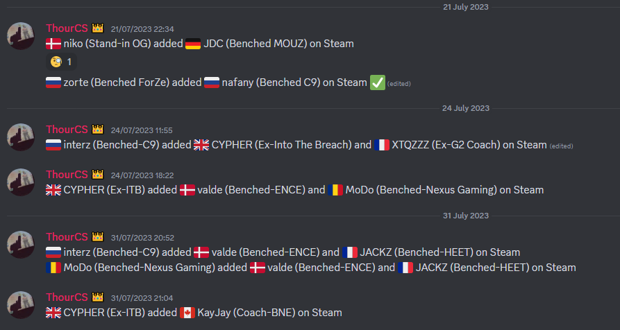 ThourCS2's tweet photo. Recently, I've been working on CS Trackers for my Discord server and I'm excited to announce that it's finally complete. We also have a Bot that displays the time at Valve HQ. You can join us on Discord using this link: https://t.co/xdX8k9byE0

- CS Twitter Account
- CS Release Notes
- CS Website Tracker
- CS Update Stats
- CS Dev Status
- Latest HLTV Blogs
- Pro's Steam Tracking
