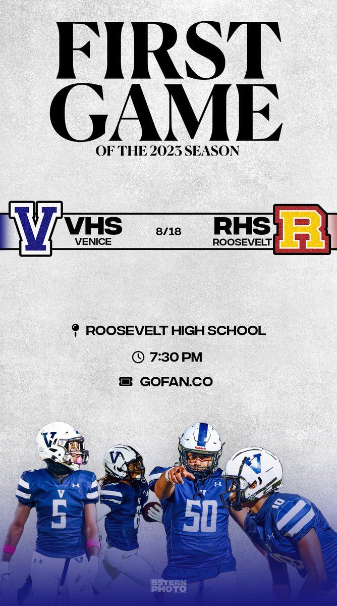 Get ready for Venice’s first game of the 2023 season. Roosevelt High School (Boyle Heights) @ 7:30PM