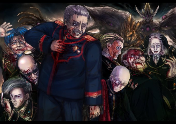 【ドルネクロネの設定・備忘録】
画像1:聖者会
旧ドルネクロネの10人の議員たちによる議会。生命の樹を模した卓に座する。ドルネン残党軍、ラフィ率いる秘密機関アルカーヌムを裏から操る。
決戦間際にアルカーヌムの元トップの画像2のアイルツの反逆によりほぼ全員殺害された。絵は対になってます! 