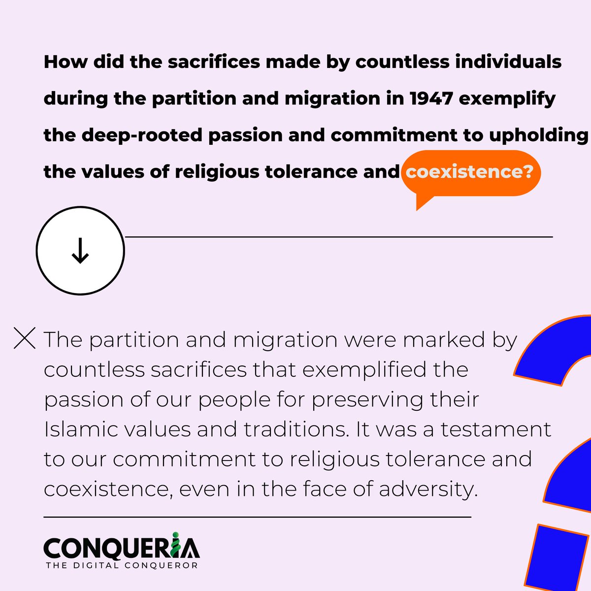 Conqueria_Inc's tweet photo. 🕊️ How did the sacrifices made by countless individuals during the partition and migration in 1947 exemplify the deep-rooted passion and commitment to upholding the values of religious tolerance and coexistence? 🌍
#Partition1947 #SacrificesForFreedom #ReligiousTolerance https://t.co/IkywBfv0w0