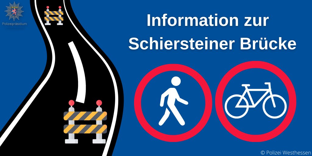 Polizei_WH's tweet photo. Die #A643 zwischen den Anschlussstellen #Äppelallee und #MainzGonsenheim bleibt wegen Eröffnung #Schiersteinerbrücke bis Montag 14.08. um 05:00 Uhr voll gesperrt.
🚧Es finden weiterhin Bauarbeiten statt.
Aus gegebenem Anlass: #Sperrung gilt auch für den Fuß- und Radverkehr❗️ https://t.co/Ory9v6ySWs