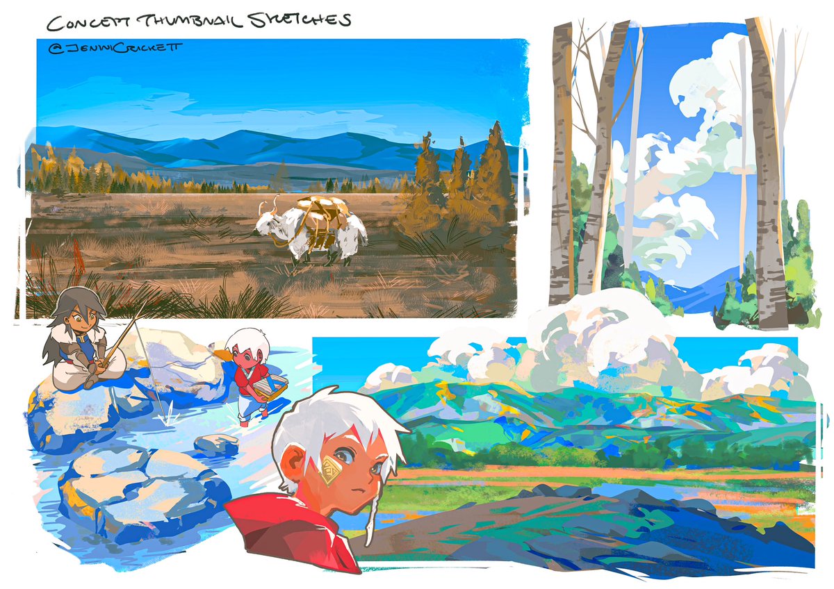 Jeninicricketto's tweet photo. [TH ver]
เอาเทคนิค thumbnail ลงสีงานฉากมาแบ่งปันค่ะ 🏔️✨

สรุปแบบรวดเร็วด่วนจี๋ไปรษณีย์จ๋า เริ่มจากแบบนี้แล้วค่อยลงดีเทลไปเรื่อยๆ  แต่ tools หลักๆที่ใช้คือ [ต่อ] https://t.co/W5Kbm9oHDM