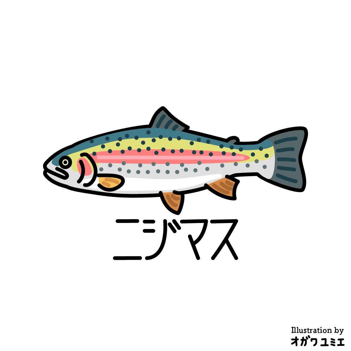 ニジマス

#yumieogawa #illustration #さかな #サカナ #魚 #fish #ニジマス #rainbowtrout