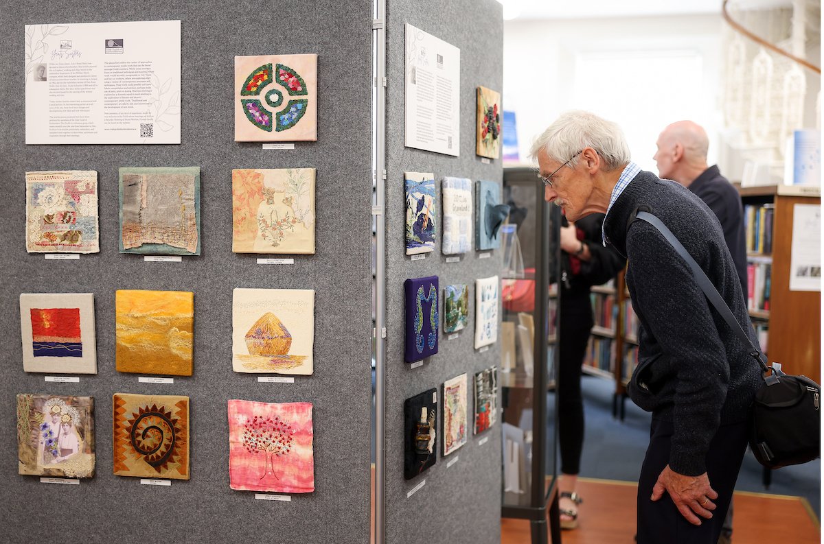 Delighted to share that our co-hosted exhibit: 
The Yeats Sisters and Cuala, 
with Irish Guild of Embroiderers & @DLR_Libraries is now available to visit on 5th Floor of the Lexicon, Dun Laoghaire Co Dublin. @dlrLexIcon 
It'll be there throughout August and #HeritageWeek2023