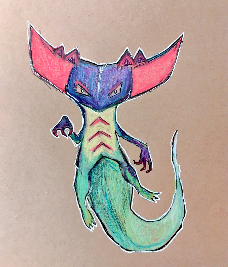 ポケモン「なんとなくポケモンを描く。ドラパルト見た目がめっちゃ好き