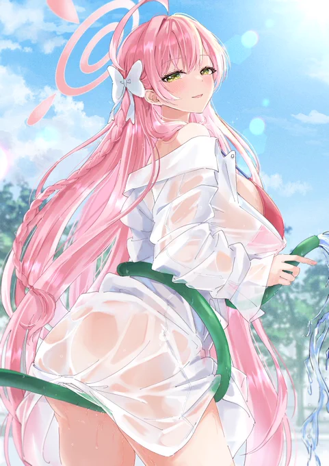 引っ張っちゃダメですよ〜 #ブルアカ #ハナコ