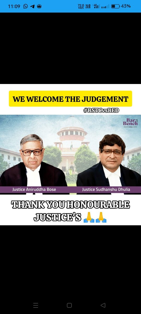 आसान भाषा मे समझिये
 Bed वाले भाइयो के साथ अन्याय नहीं हुआ उन्हे जो Extra लाभ मिल रहा था 
उसको सुप्रीम कोर्ट ने खारिज कर दिया और बेसिक तथा गुणवत्तापूर्ण शिक्षा के लिए DELED को सर्वोपरी माना।

#BstcWelcomeScJudgment
#BstcWelcomeScJudgment 
#BSTC