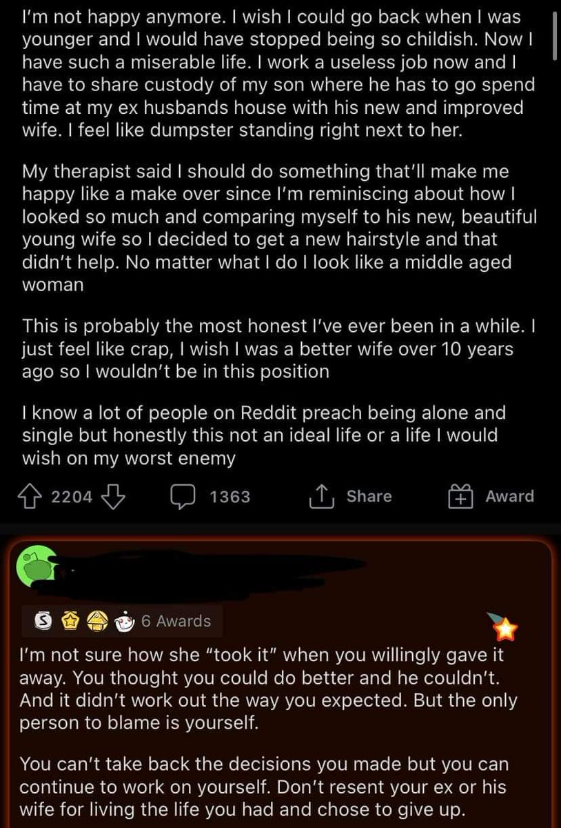 Sargon_of_Akkad's tweet image. A total lack of humility and gratitude destroyed this woman. She failed to appreciate her loving husband, abused his good will, took his house when she left him and in the end she aged out of her beauty and left lonely, bitter and resentful, wishing she had chosen differently.