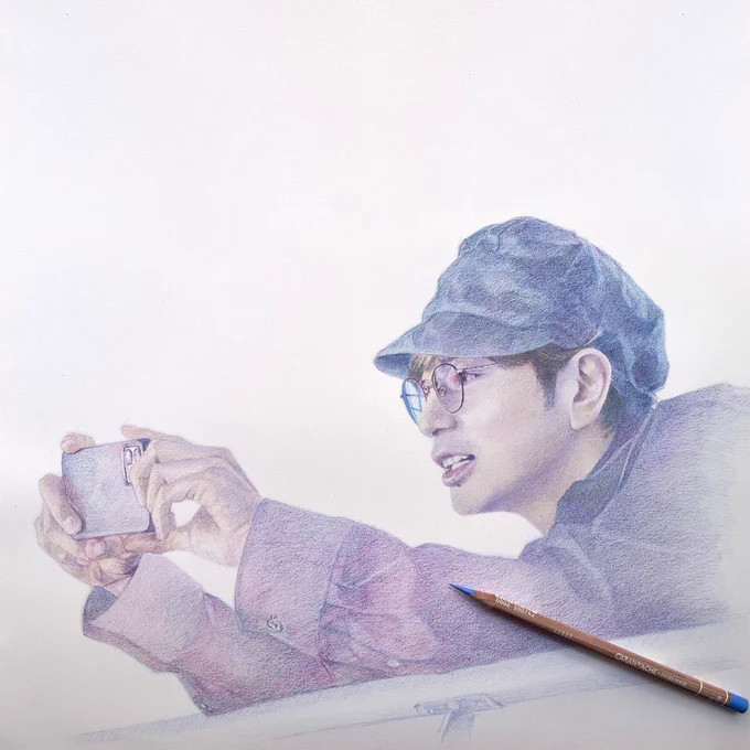 #色鉛筆イラスト #途中画 #松本潤   自担描く時はでない鼻唄が、でる。女心は複雑。