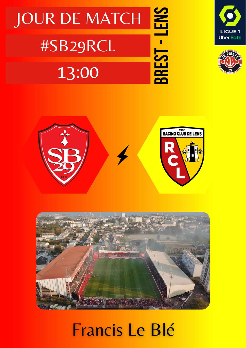 𝗝𝗢𝗨𝗥 𝗗𝗘 𝗥𝗘𝗣𝗥𝗜𝗦𝗘 ⚔️

🆚 @RCLens 
⏱ 𝟭𝟯𝗛𝟬𝟬 
📺 @PVSportFR 
🏟 𝗦𝘁𝗮𝗱𝗲 𝗙𝗿𝗮𝗻𝗰𝗶𝘀 𝗟𝗲 𝗕𝗹𝗲́ 

#TeamPirates #AllezBrest #SB29RCL