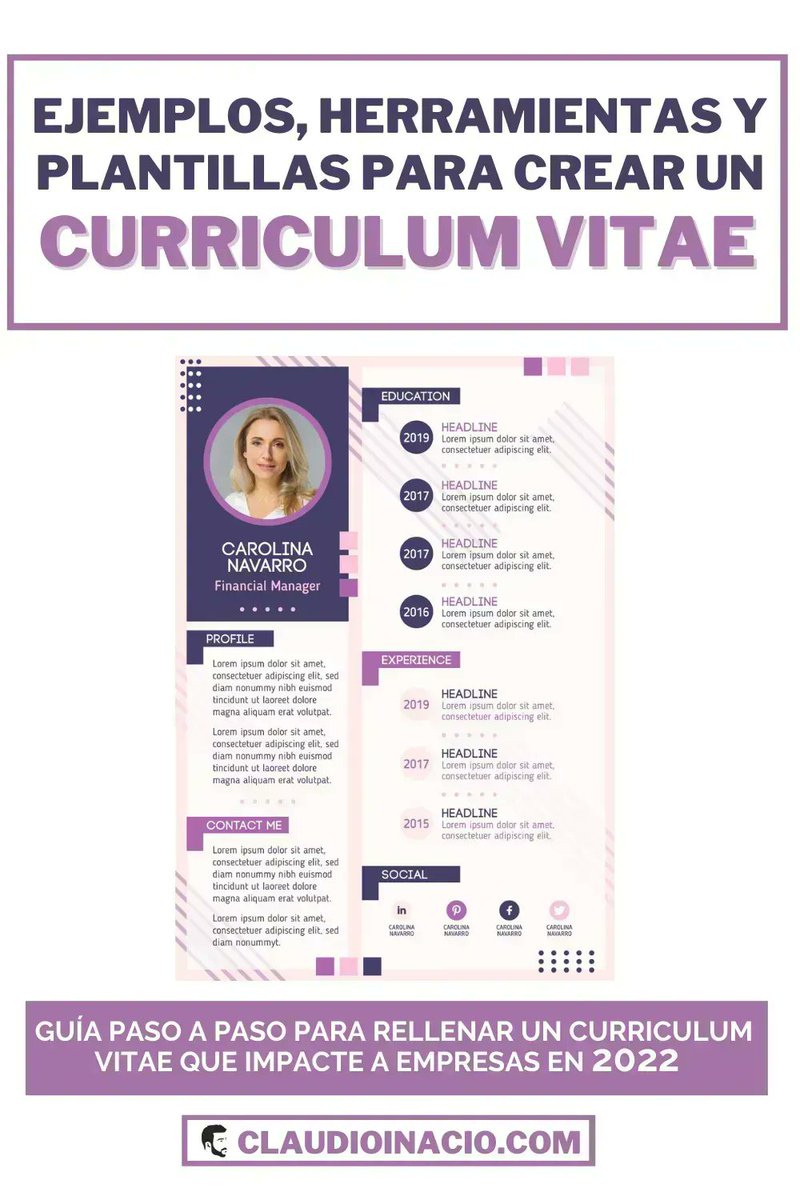 📌 Ejemplos + Herramientas + Plantillas para crear un #Curriculum profesional 👉 bit.ly/3yhs89y 

#cv #curriculumvitae #resume